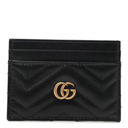 Gucci Calfskin Matelasse GG Marmont Card Holder Black 1 of 7