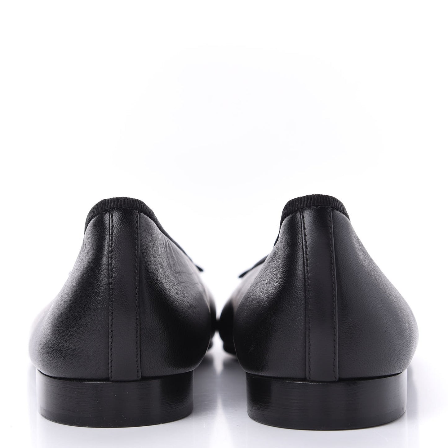 Lambskin Patent Cap Toe Ballerina Flats 37 Black