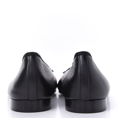 Chanel Lambskin Patent Cap Toe Ballerina Flats 37 Black 7 of 12