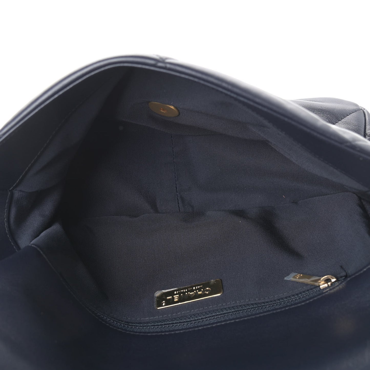 Goatskin Quilted Large Chanel 19 Flap Navy Blue