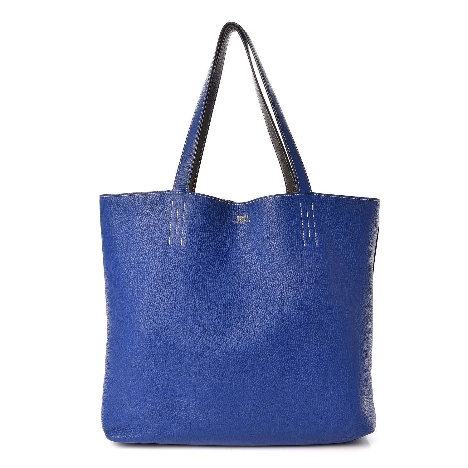 Hermes Taurillon Clemence Double Sens 36 Reversible Tote Graphite Bleu Electrique 5 of 23
