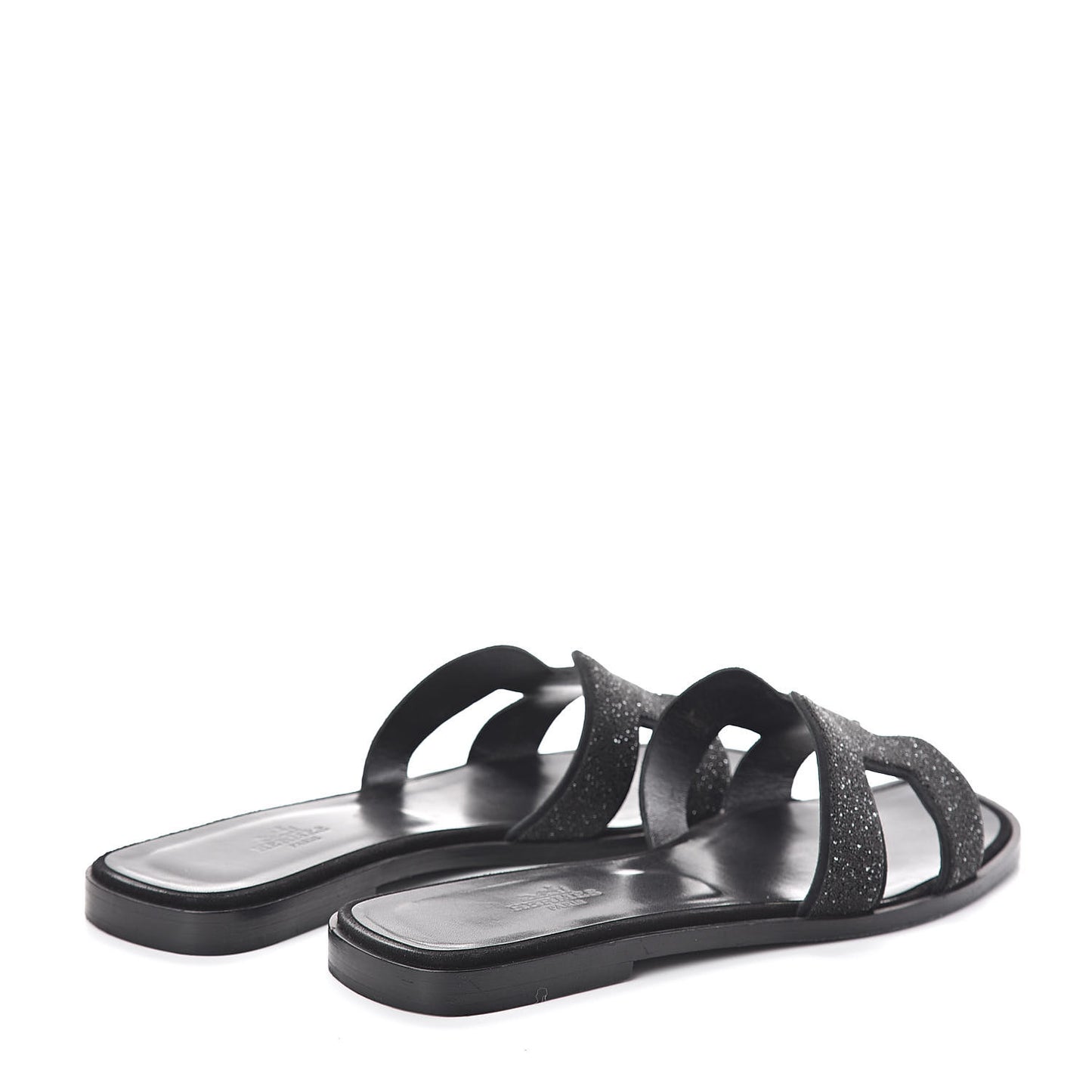 Suede Goatskin Crystal Powder Oran Sandals 38.5 Black