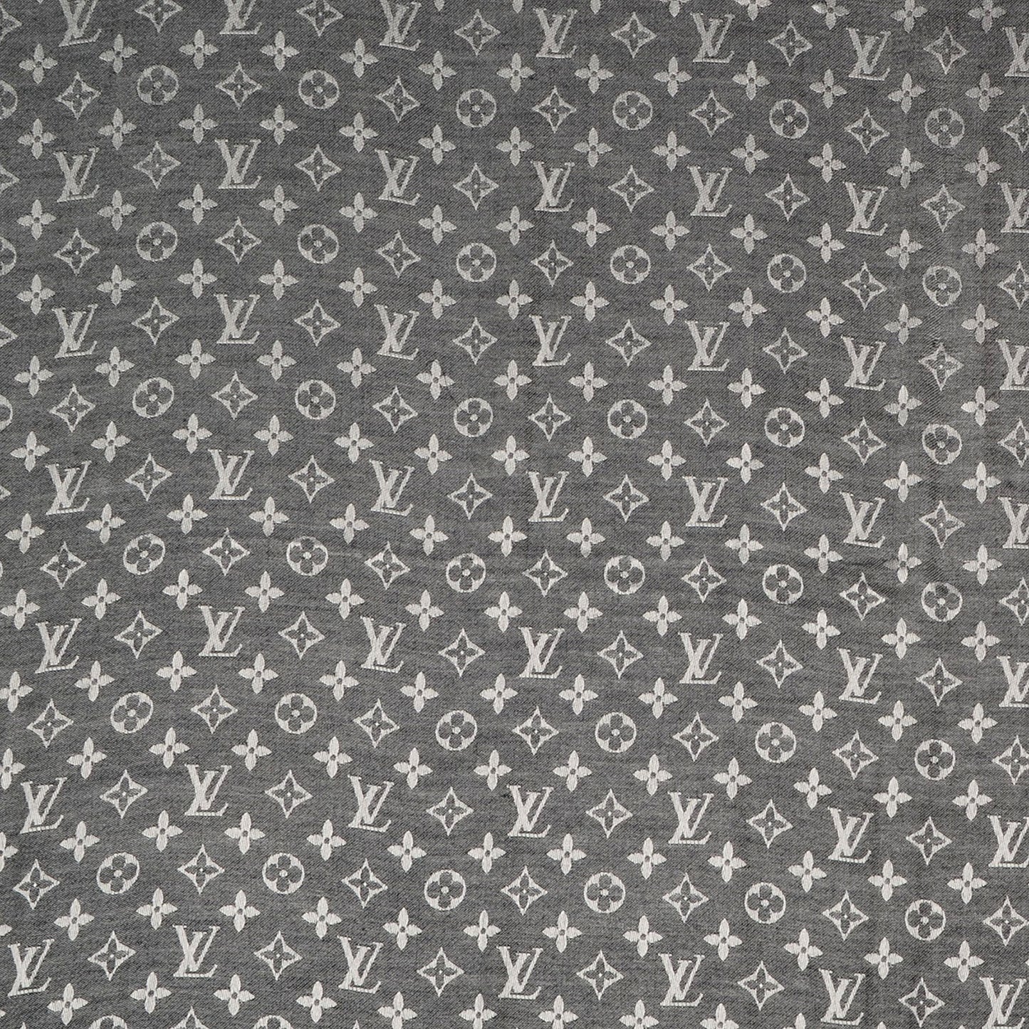 Silk Wool Monogram Denim Shawl Black