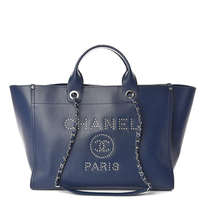 Chanel Caviar Large Studded Deauville Tote Navy 1 of 10