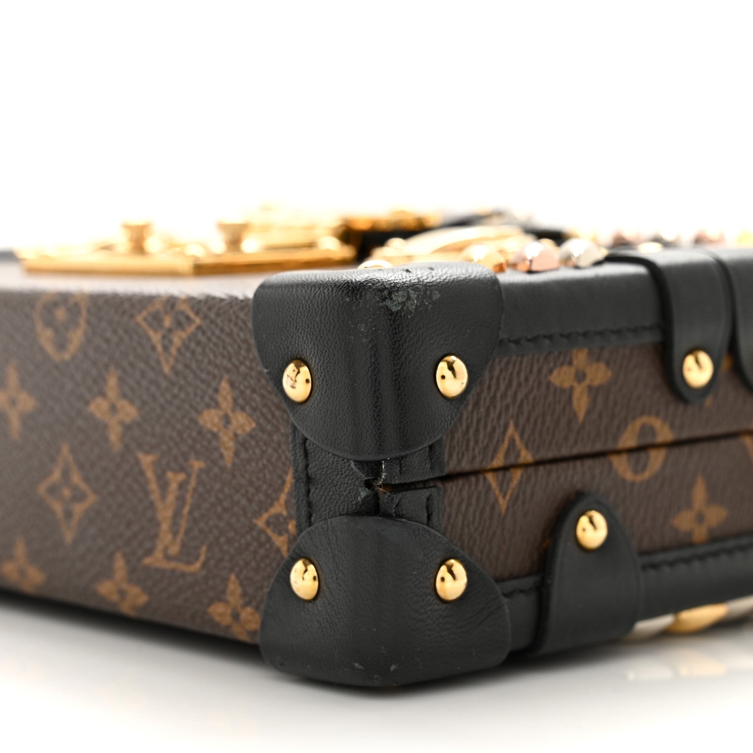 Louis Vuitton LOUIS VUITTON Monogram Studded Petite Malle Black 9 of 17