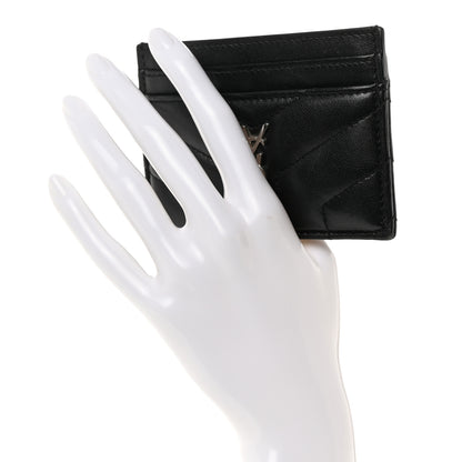 Saint Laurent Calfskin Y Quilted Monogram LouLou Credit Card Case Black 2 of 15