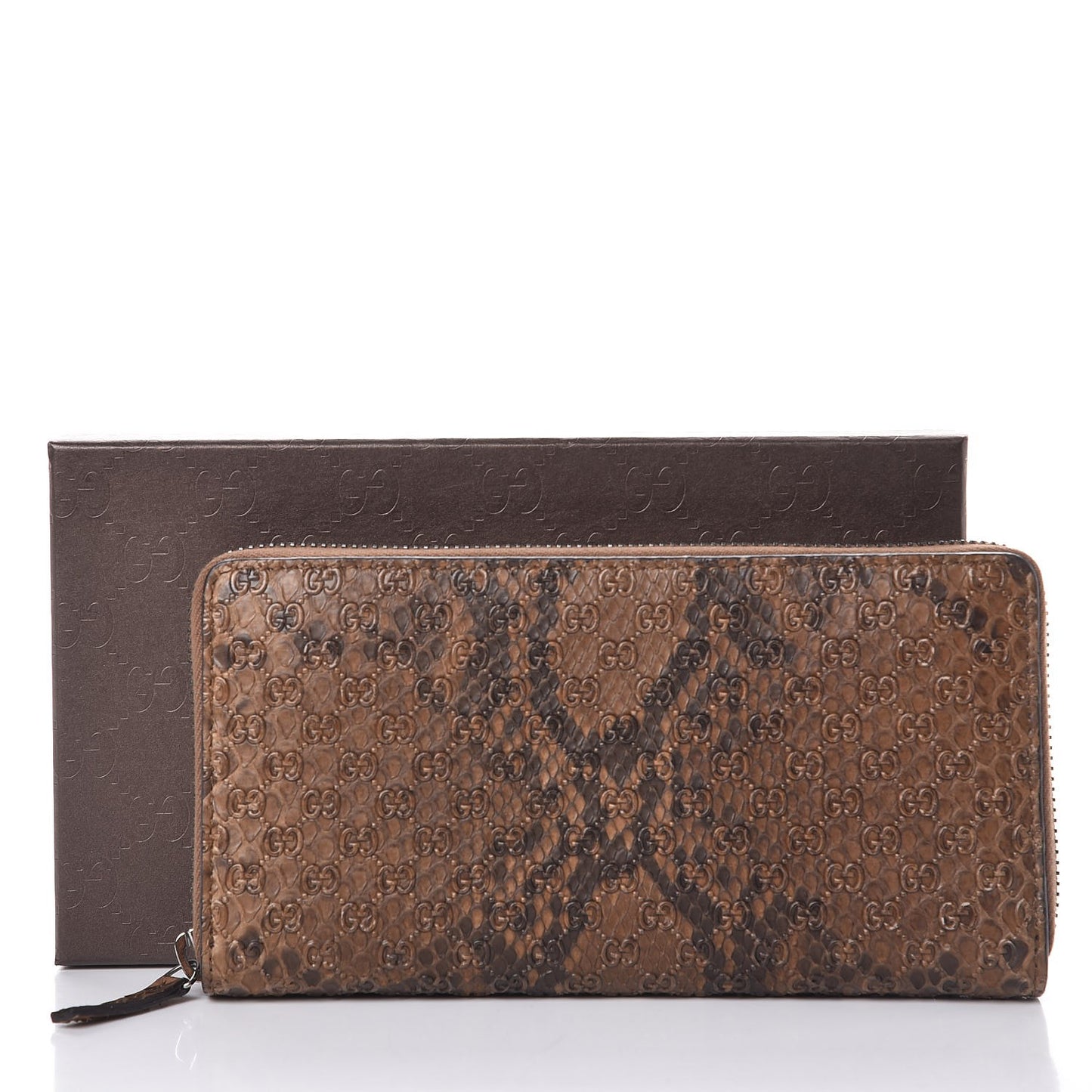 Python Microguccissima GG Zip Around Wallet Brown