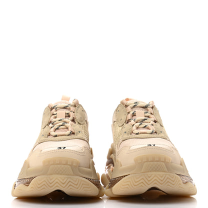 Balenciaga Fabric Mesh Clear Sole Womens Triple S Sneakers 37 Beige 2 of 8