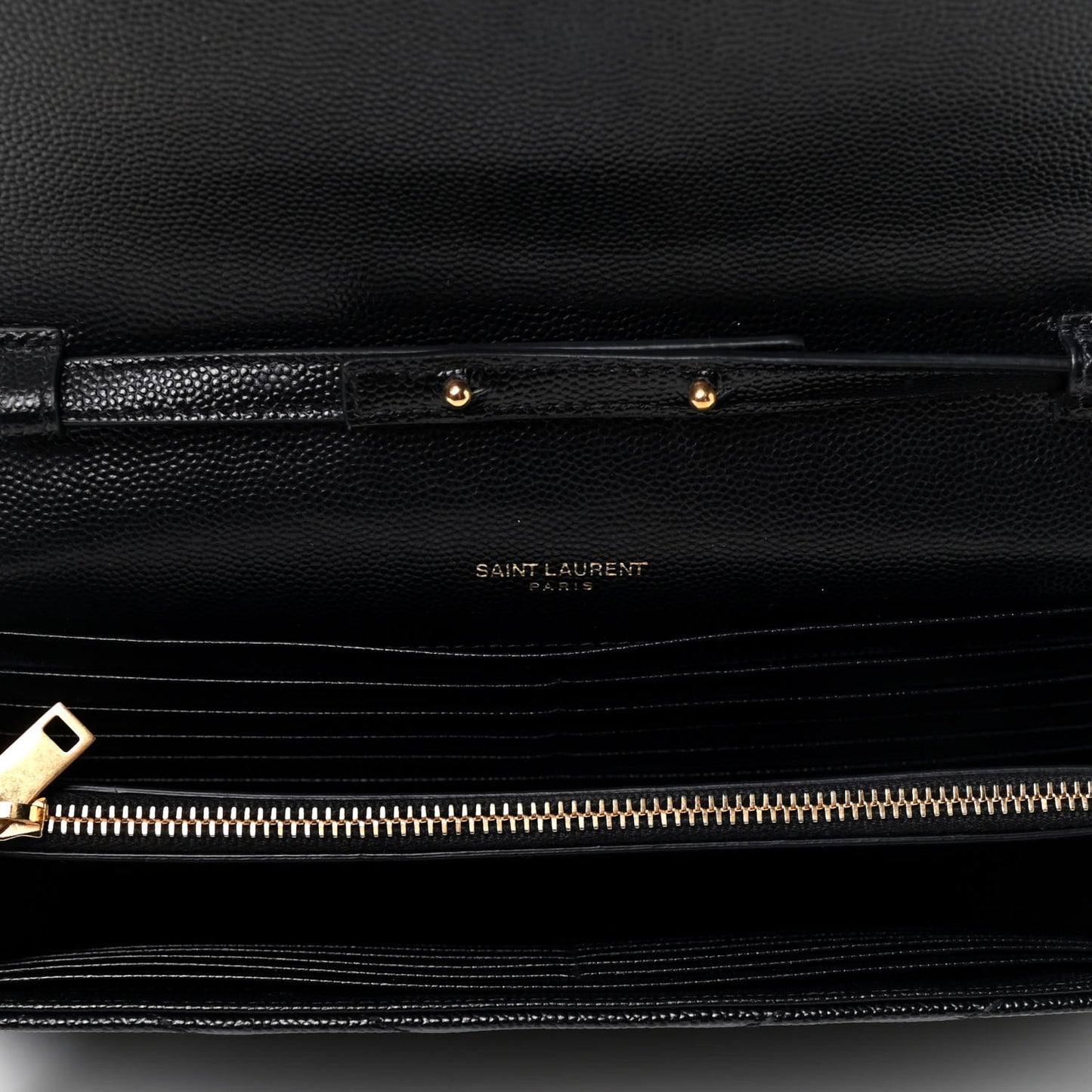 Grain De Poudre Matelasse Chevron Monogram Chain Wallet Black