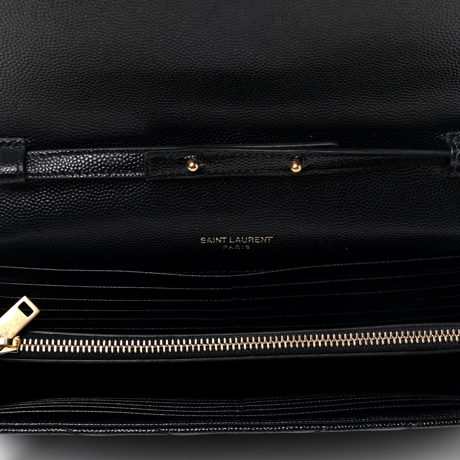 Saint Laurent Grain De Poudre Matelasse Chevron Monogram Chain Wallet Black 4 of 4