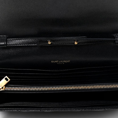 Saint Laurent Grain De Poudre Matelasse Chevron Monogram Chain Wallet Black 4 of 4
