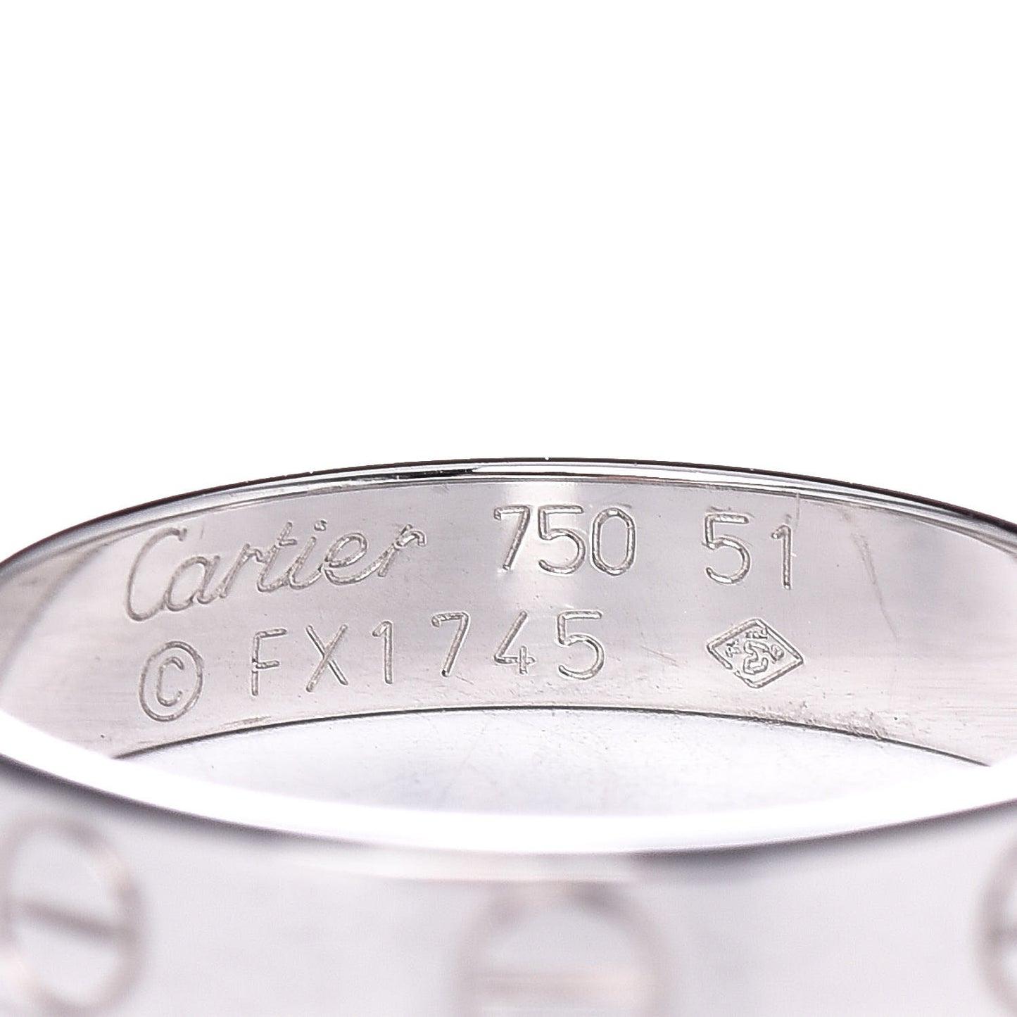 18K White Gold 3.5mm LOVE Wedding Band Ring 51 5.75