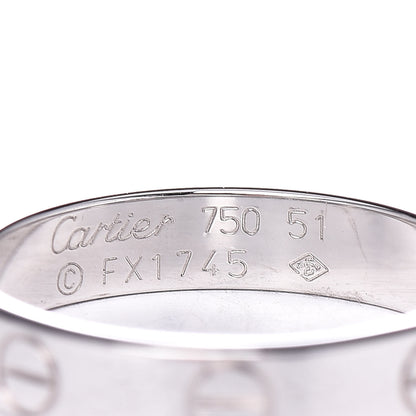 Cartier 18K White Gold 3.5mm LOVE Wedding Band Ring 51 5.75 4 of 5