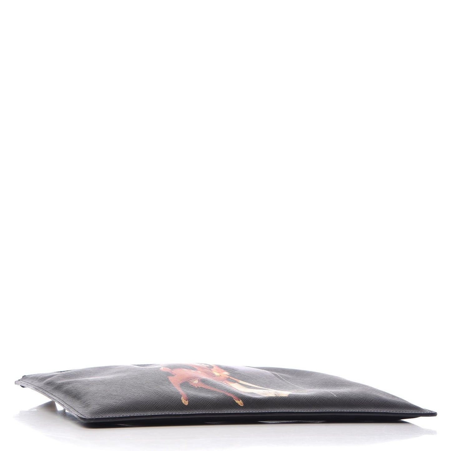 Textured Coated Canvas Bambi Print Medium Cosmetic Pouch Black