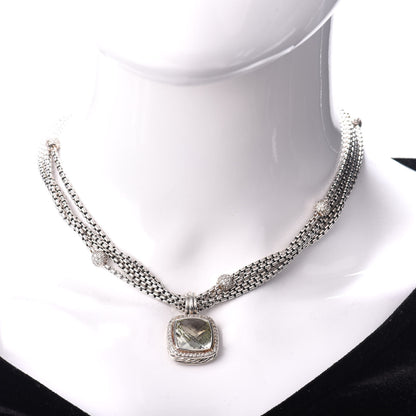 David Yurman Sterling Silver Diamond Prasiolite Multi Strand 20mm Albion Pendant Necklace 2 of 4