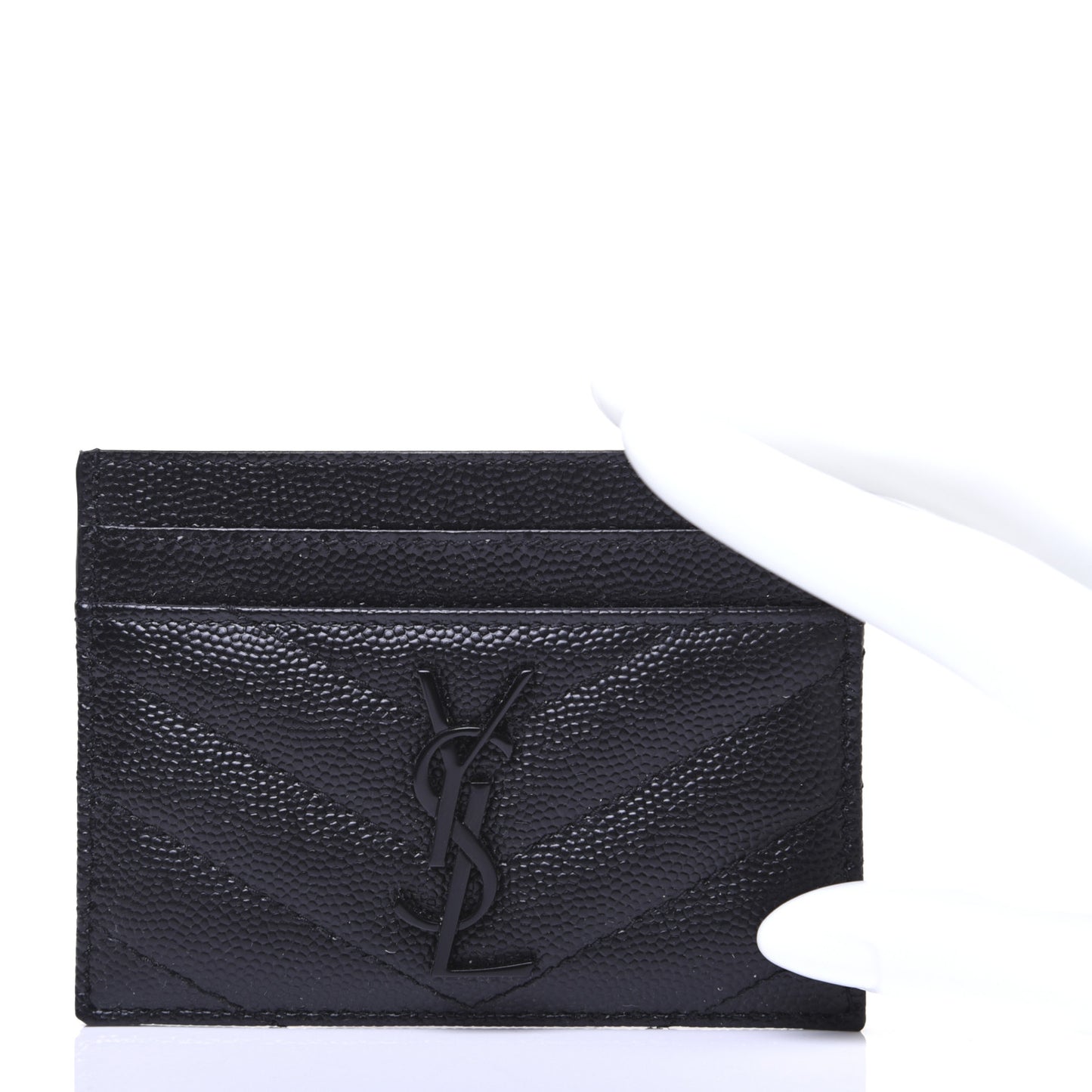 Grain De Poudre Matelasse Chevron Monogram Credit Card Case Black