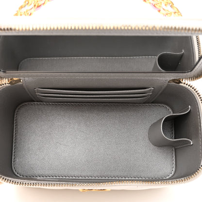 Chanel Shiny Calfskin Quilted Small Top Handle Vanity Case With Chain White 5 of 13