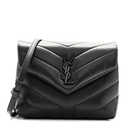 Saint Laurent Calfskin Y Quilted Monogram Monochrome Toy Loulou Crossbody Bag Black 1 of 12