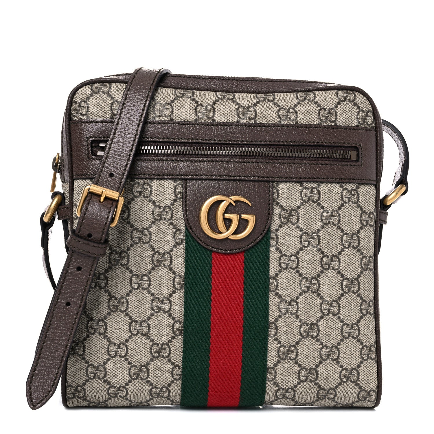 Gucci GG Supreme Monogram Web Small Ophidia Messenger Bag Brown 1 of 10