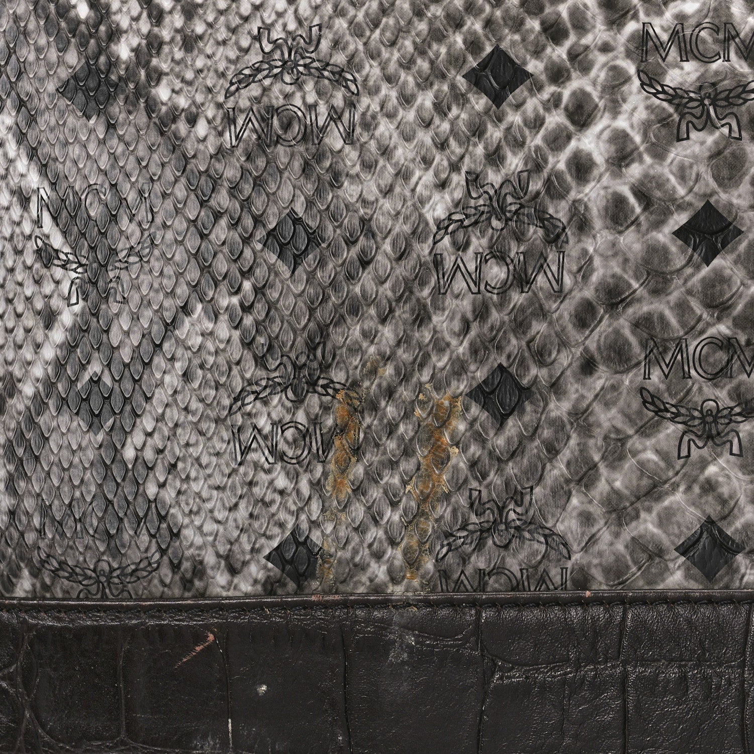 MCM Snakeskin Medium Studded Backpack Black Multicolor 9 of 15