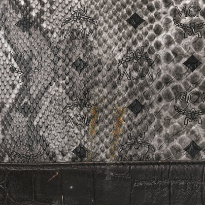 MCM Snakeskin Medium Studded Backpack Black Multicolor 9 of 15