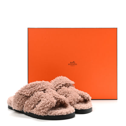 Hermes Woolskin Womens Chypre Sandals 37 Bois De Santal 8 of 8