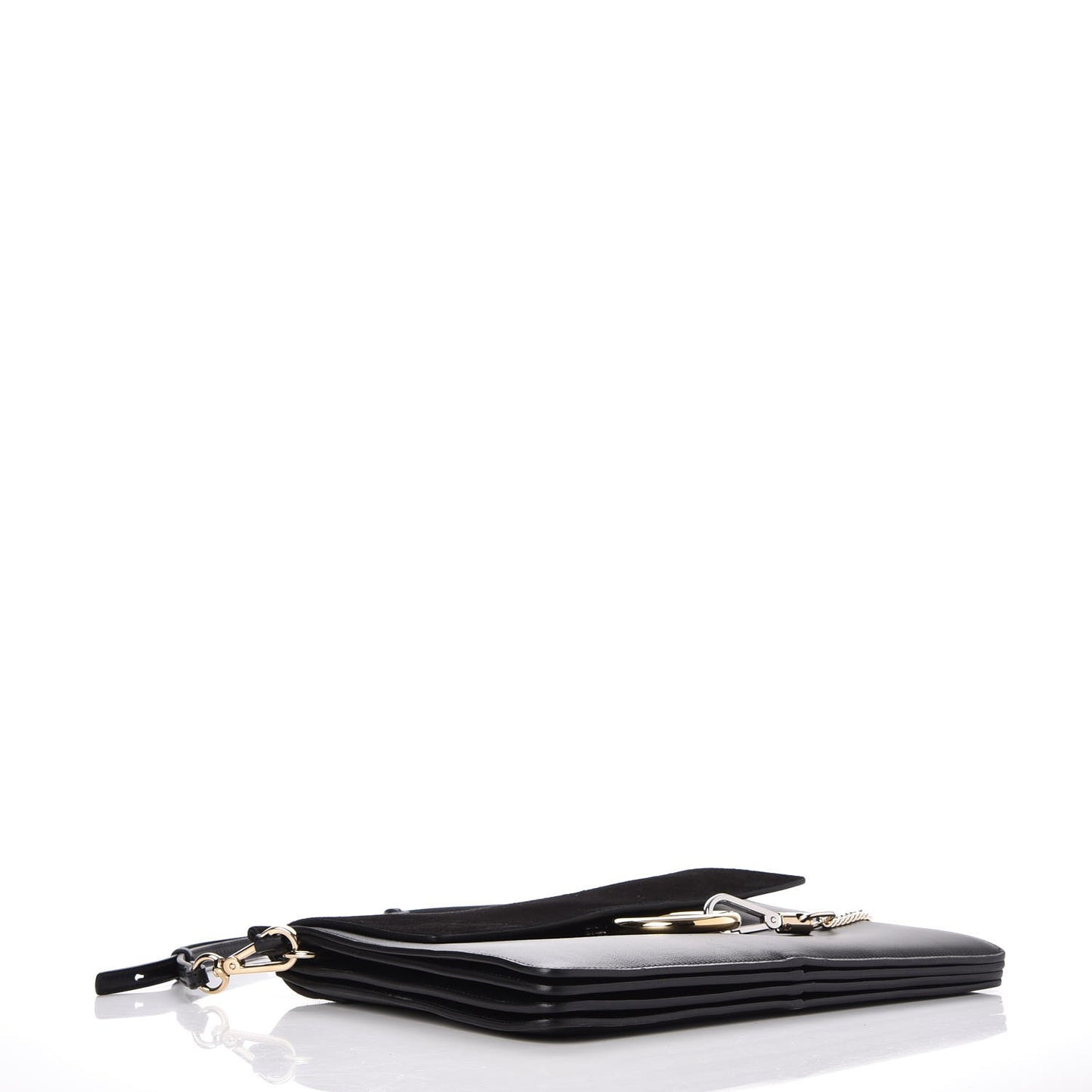 Suede Calfskin Medium Faye Shoulder Bag Black