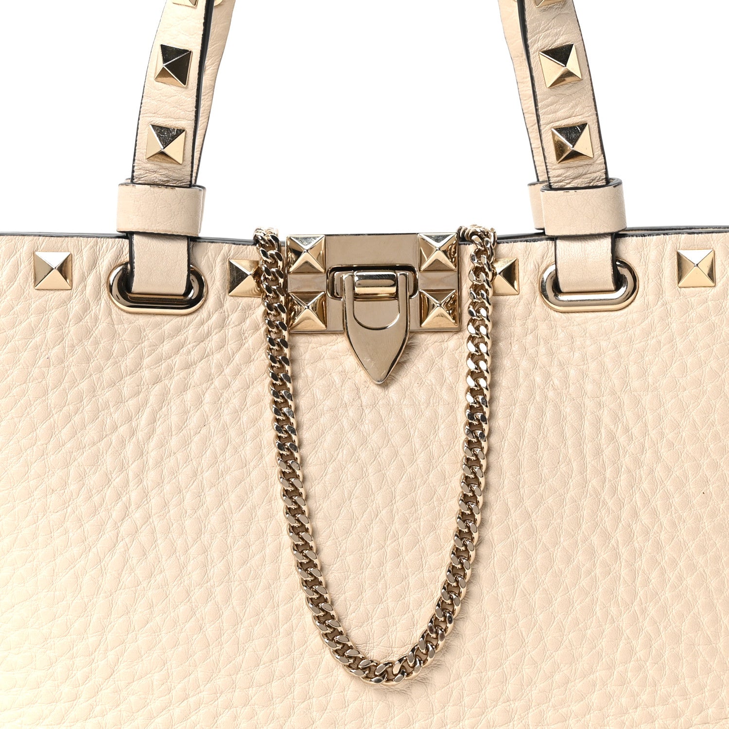Valentino Garavani Grainy Calfskin Mini Rockstud Flip Lock Tote Ivory 7 of 9