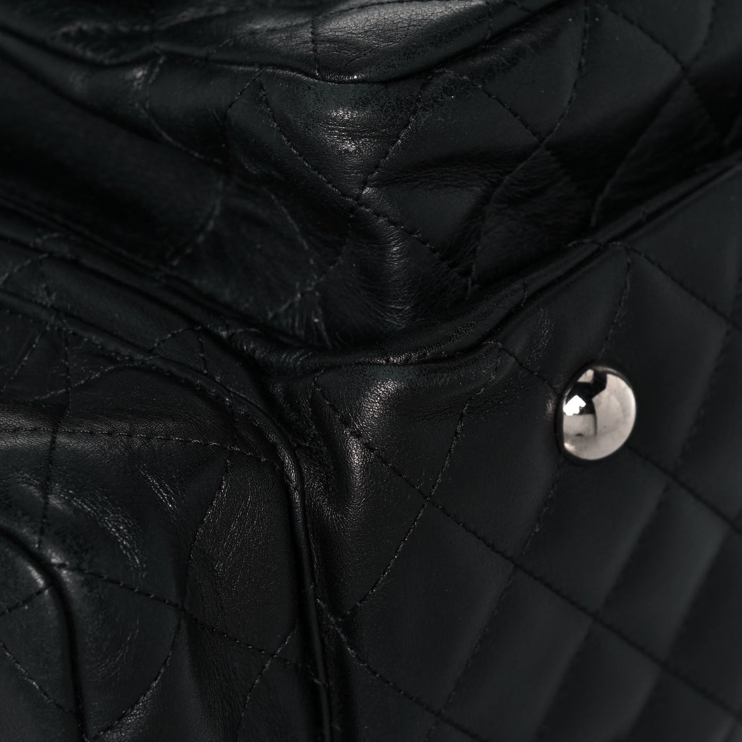 Calfskin Quilted Large Cambon Multipocket Reporter Black White