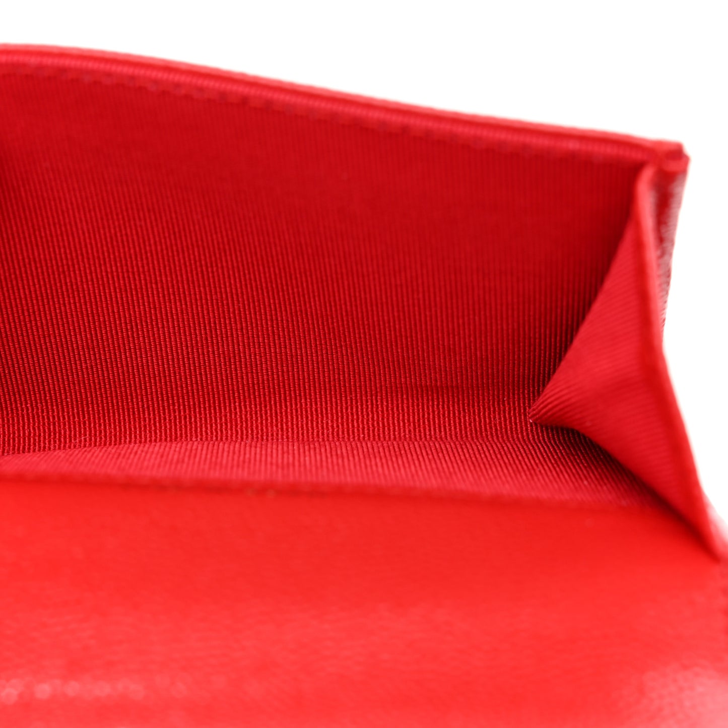 Caviar Quilted Flap Card Holder Wallet Red