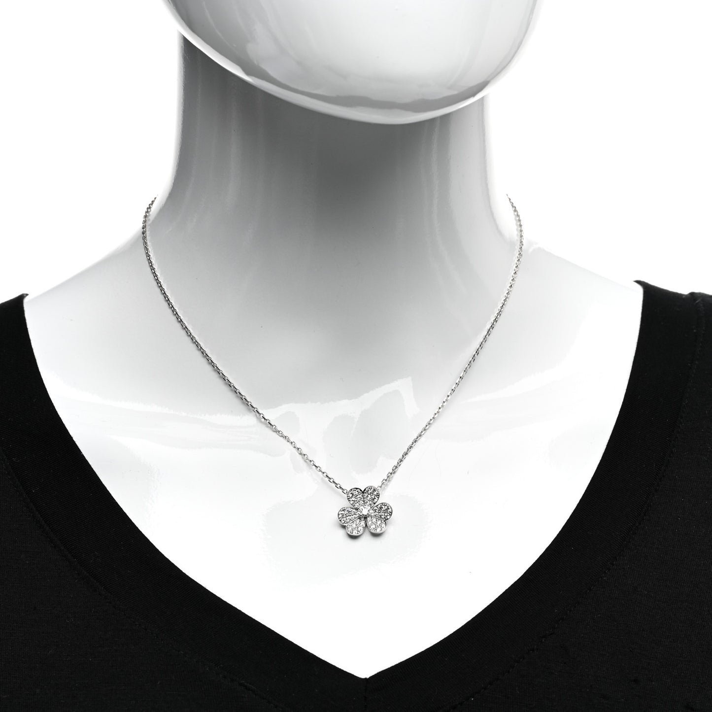 18K White Gold Diamond Small Frivole Pendant Necklace
