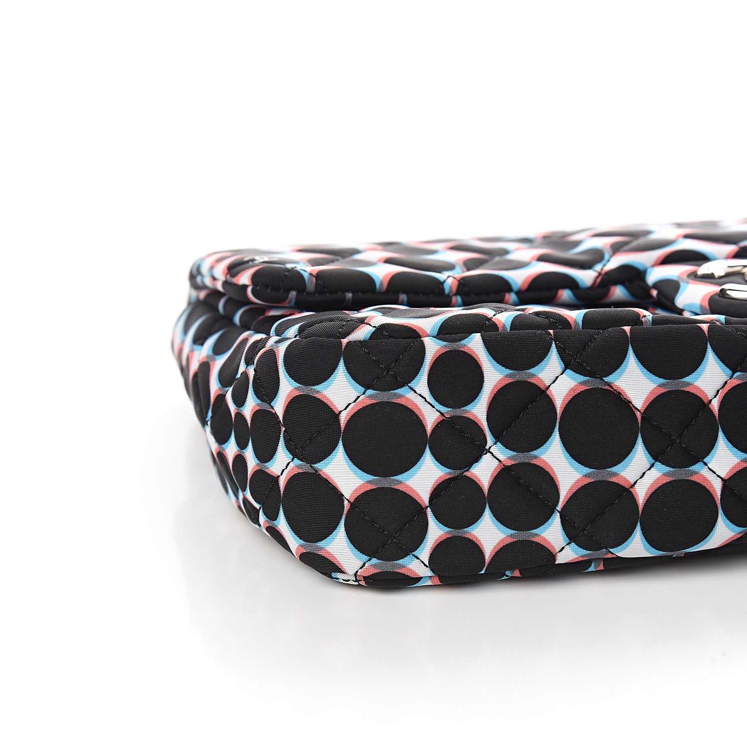 Chanel Nylon Printed Medium Single Flap Black White 7 of 9