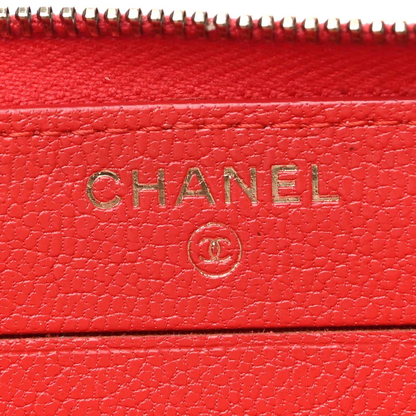 Shiny Goatskin Diagonal Quilted Small Zip Around Wallet Red