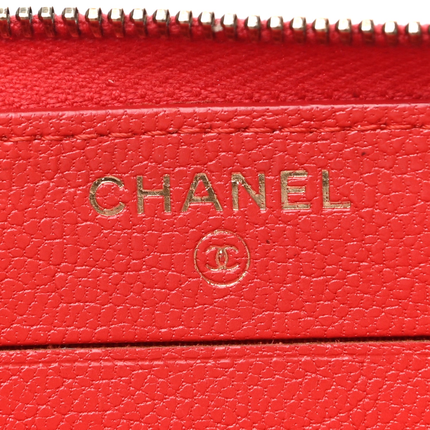 Chanel Shiny Goatskin Diagonal Quilted Small Zip Around Wallet Red 6 of 11