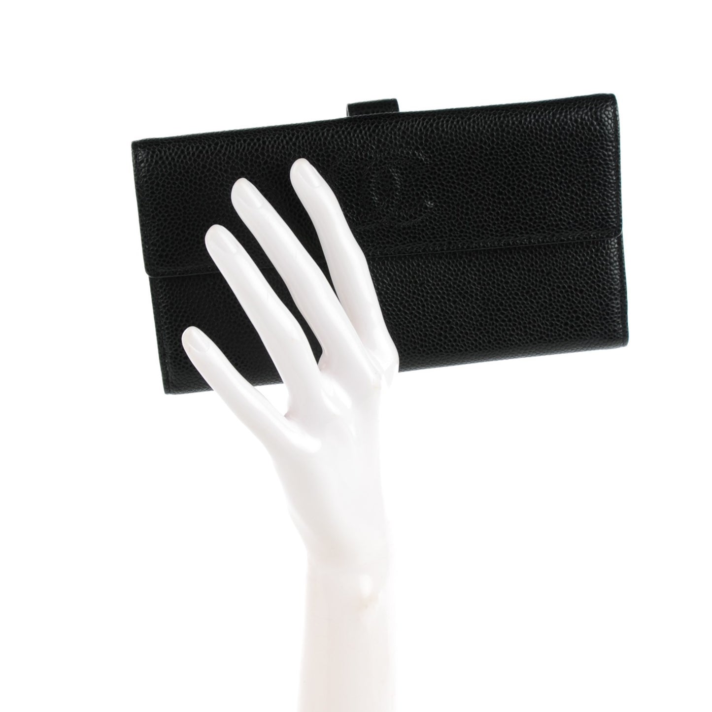 Caviar CC Long Flap Wallet Black
