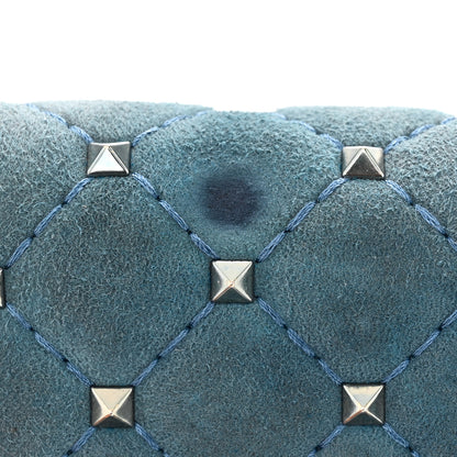 Valentino Garavani Suede Rockstud Spike Wallet on Chain Bright Blue 11 of 11