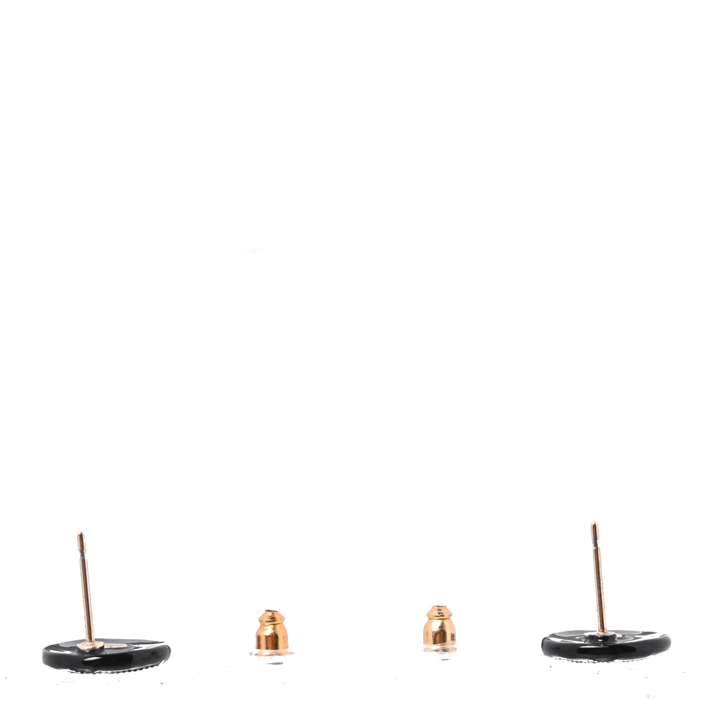 Resin Crystal CC Earrings Black