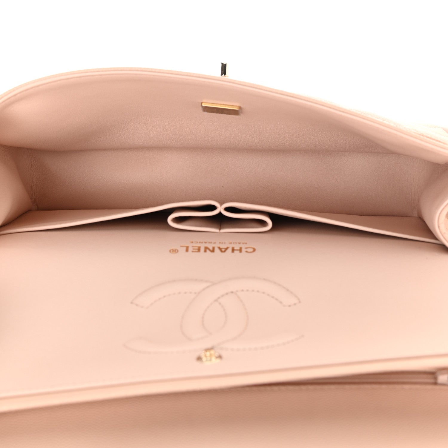 Chanel Caviar Quilted Medium Double Flap Light Beige 5 of 9