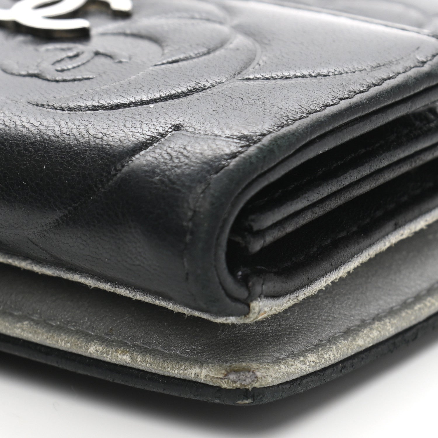 Chanel Lambskin Embossed Camellia French Wallet Black 15 of 16