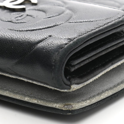 Chanel Lambskin Embossed Camellia French Wallet Black 15 of 16