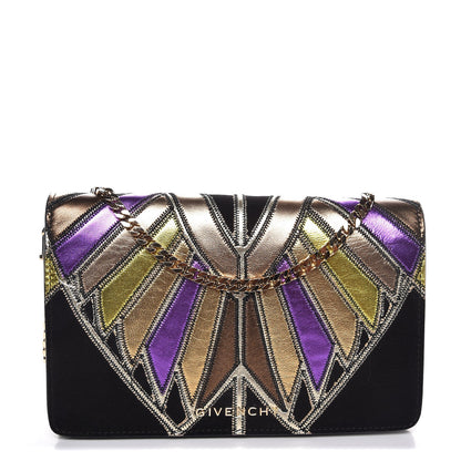 Givenchy Suede Calfskin Egyptian Print Mini Pandora Chain Wallet Multicolor 1 of 6