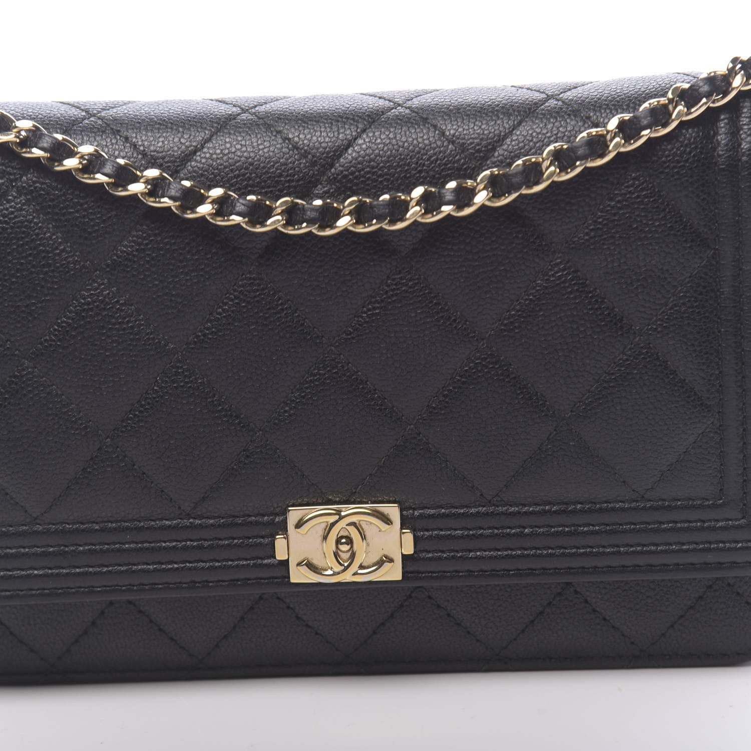 Chanel Caviar Quilted Boy Wallet On Chain WOC Black 13 of 14