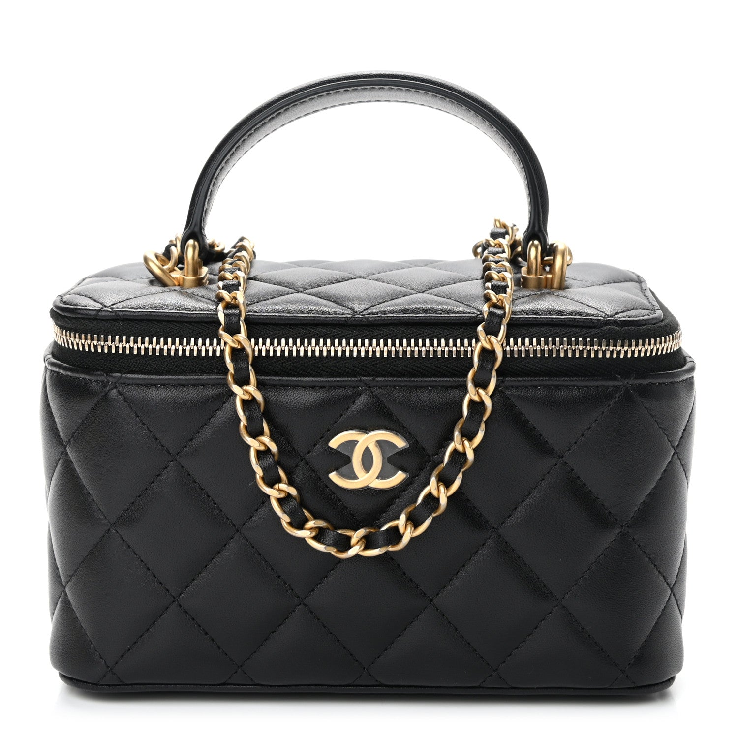 Chanel Lambskin Quilted Small Top Handle Vanity Case With Chain Black 1 of 11