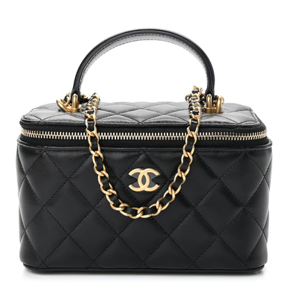 Chanel Lambskin Quilted Small Top Handle Vanity Case With Chain Black 1 of 11
