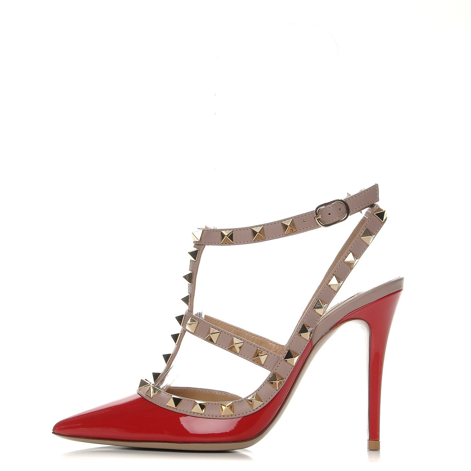 Valentino Garavani Patent Nappa Rockstud Ankle Strap 100mm Pumps 36 Rosso Valentino Poudre 1 of 7