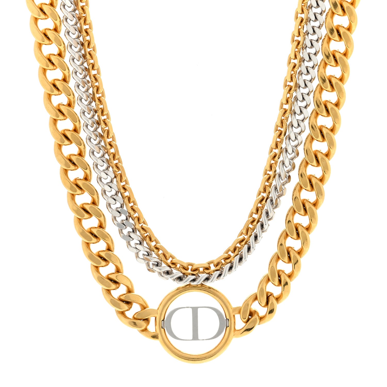Christian Dior Metal 30 Montaigne Multi Chain Necklace Gold Silver 1 of 4