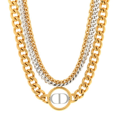 Christian Dior Metal 30 Montaigne Multi Chain Necklace Gold Silver 1 of 4