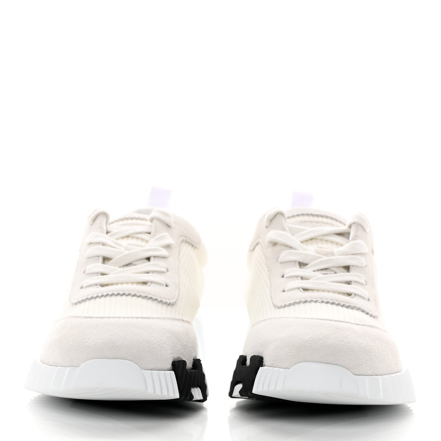 Hermes Technical Canvas Suede Goatskin Bouncing Sneakers 38 White 2 of 11