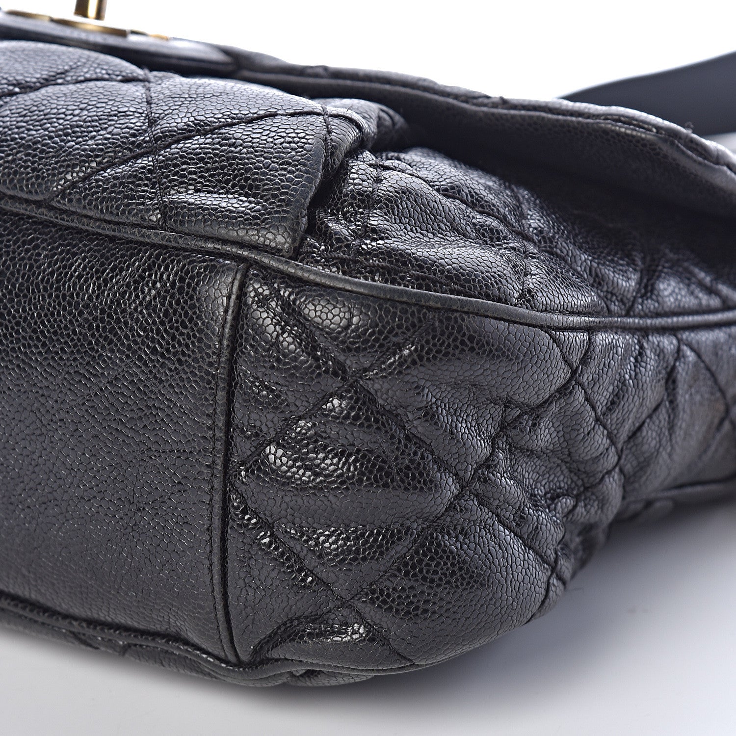 Chanel Crumpled Grained Calfskin Medium Coco Pleats Messenger Flap Black 9 of 9