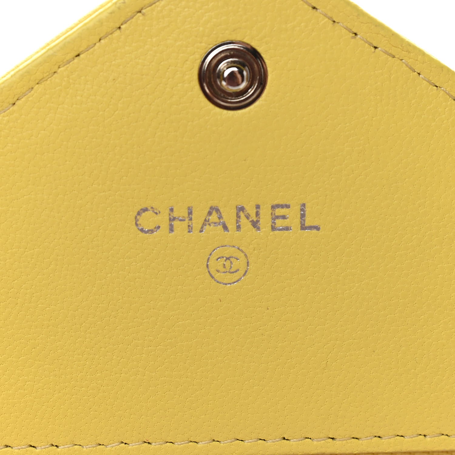 Chanel Lambskin Chevron Quilted Wallet On Chain WOC Yellow 5 of 11